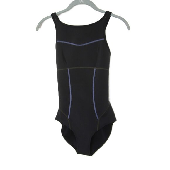 Prana Sporty Eleana One Piece Swimsuit Women's Size S Black Purple Neoprene - Picture 5 of 11
